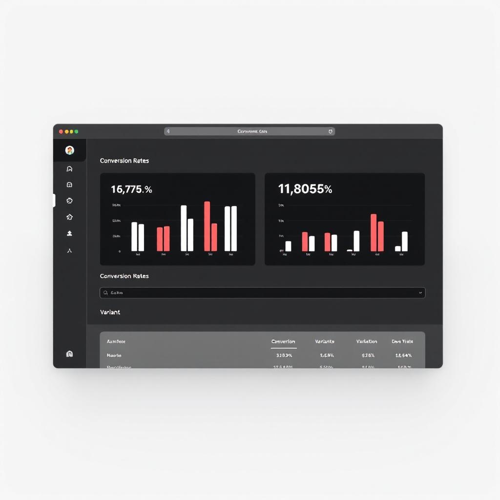 Split test dashboard showing A/B test results