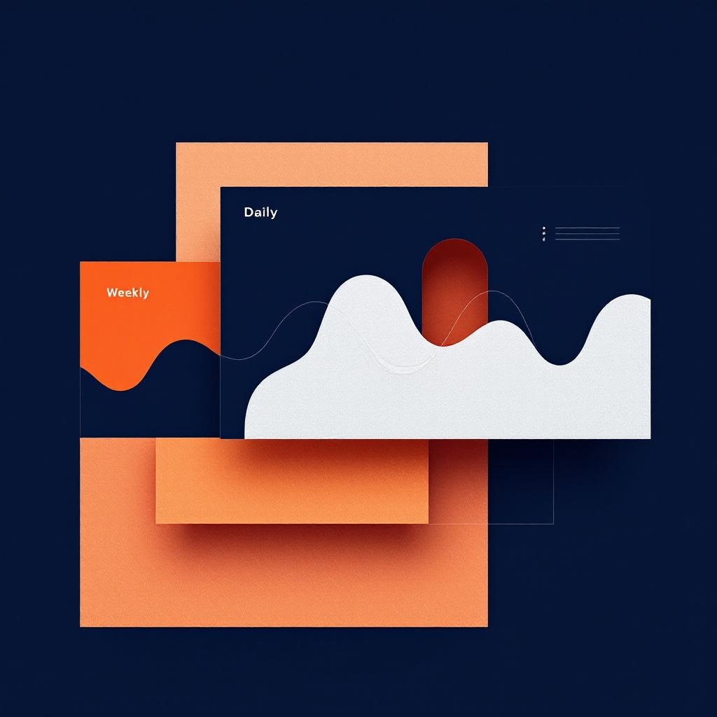 AI-native reporting stack — three layered data panels