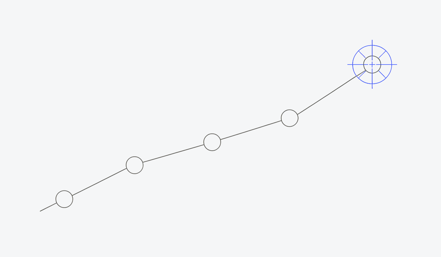 Diagram of a growth system with one point marked for focus