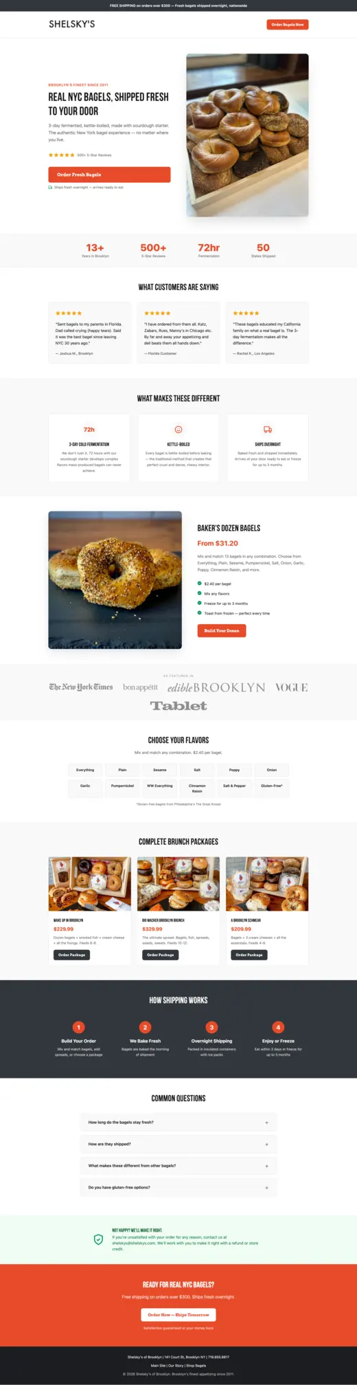 Shelsky's landing page