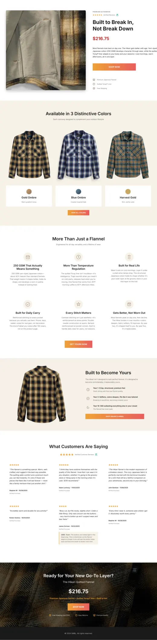Apparel landing page