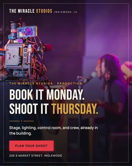 The Miracle Studios stage rental ad