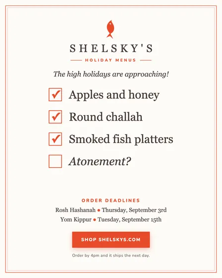 Shelsky's high holidays checklist ad