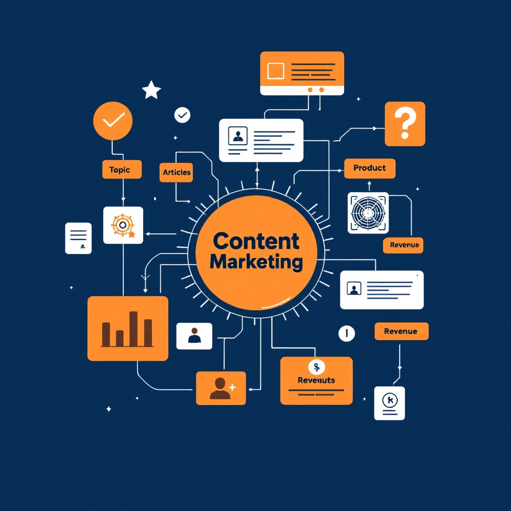 Ecommerce content marketing strategy mapped as topic clusters feeding product pages and revenue