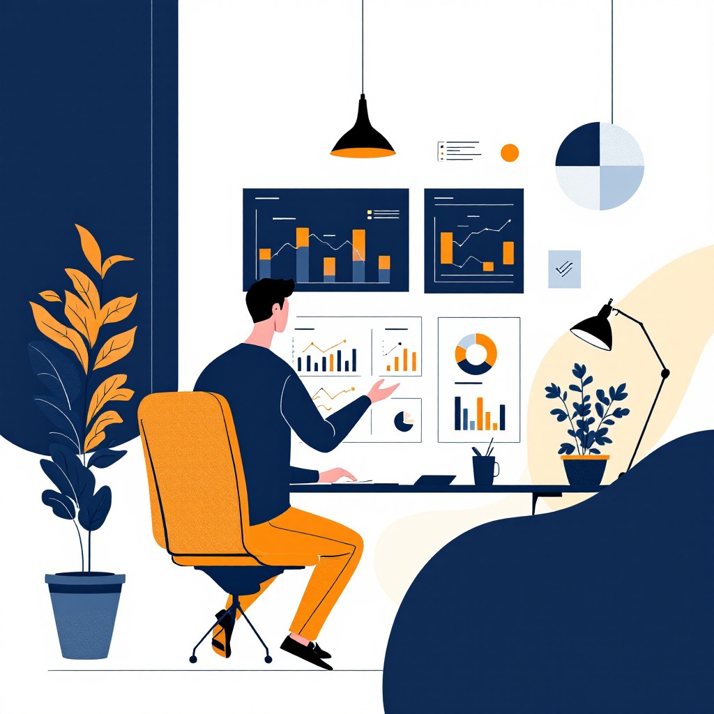 Fractional CMO reviewing a marketing plan and dashboards
