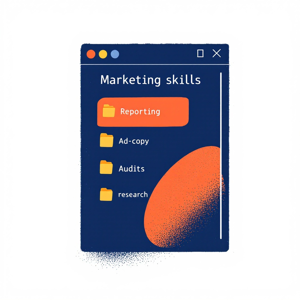 Directory of marketing skills for Claude Code shown in a terminal window